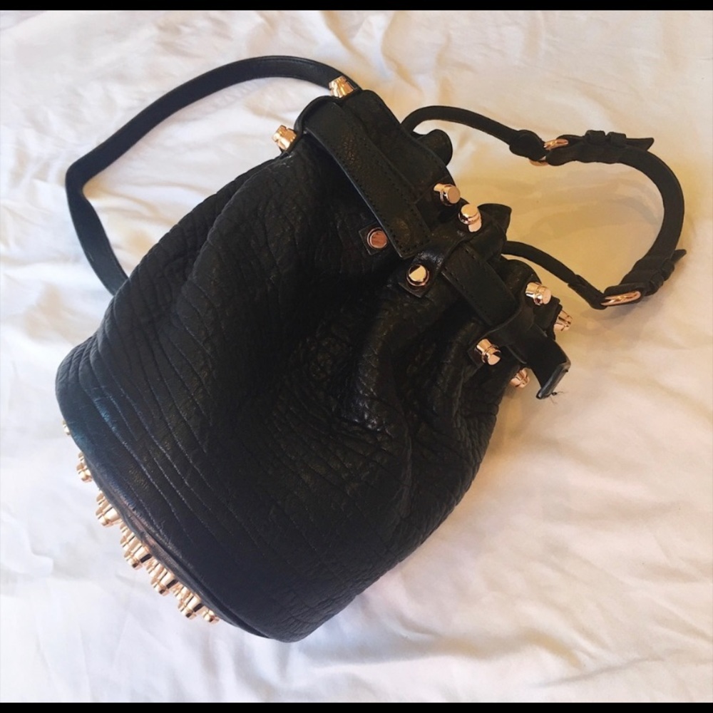 Alexander Wang Small Diego Pebbled Black/Rose Gold